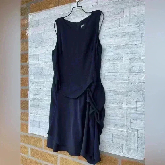 Morgane le fay navy blue silk chiffon dress size large - Picture 5 of 14